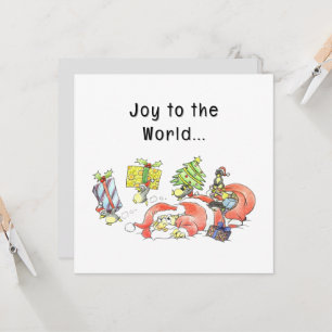 Hand-Drawn Sketch Joy to the World Grumpy Santa Card