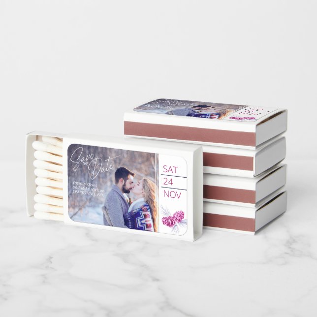 hand drawn sketch of cones wedding save the date matchboxes (Stacked)