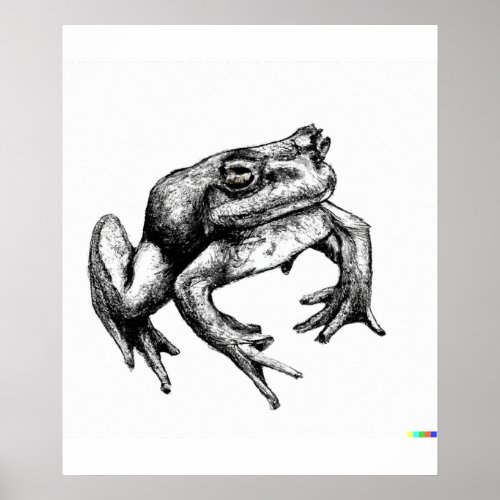 hand drawn sketch of Frog in Ukiyo_E Japanese Poster