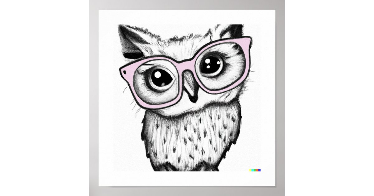 owl with glasses drawing