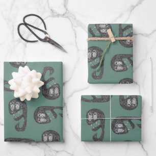 Hand drawn sketchy style snake illustration motif wrapping paper sheets
