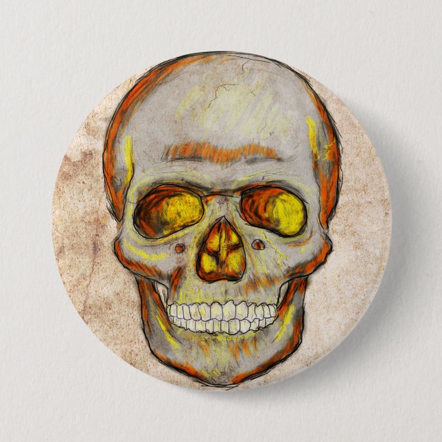 Hand Drawn Skull Button (Front)