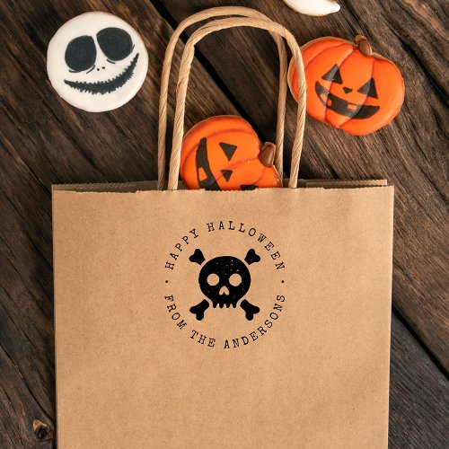 Hand_Drawn Skull Halloween Self_inking Stamp