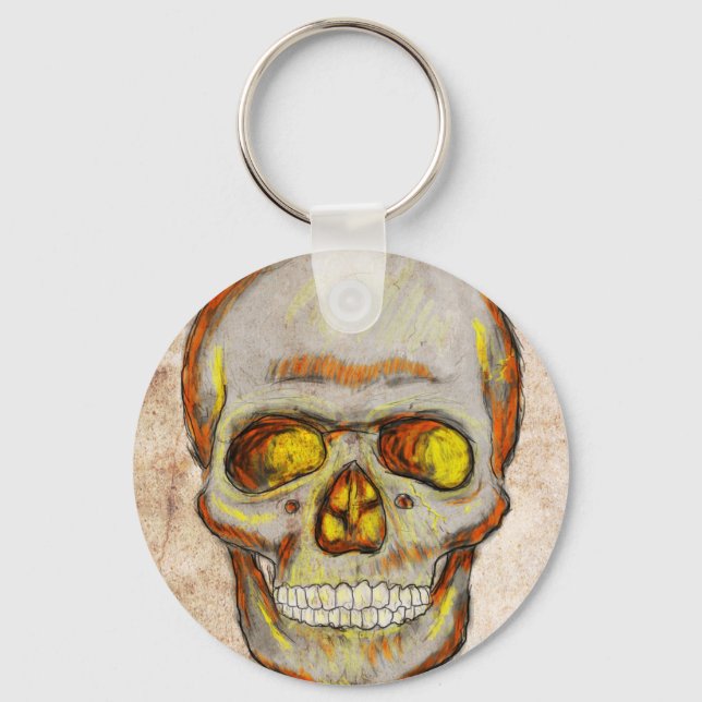 Hand Drawn Skull Keychain (Front)
