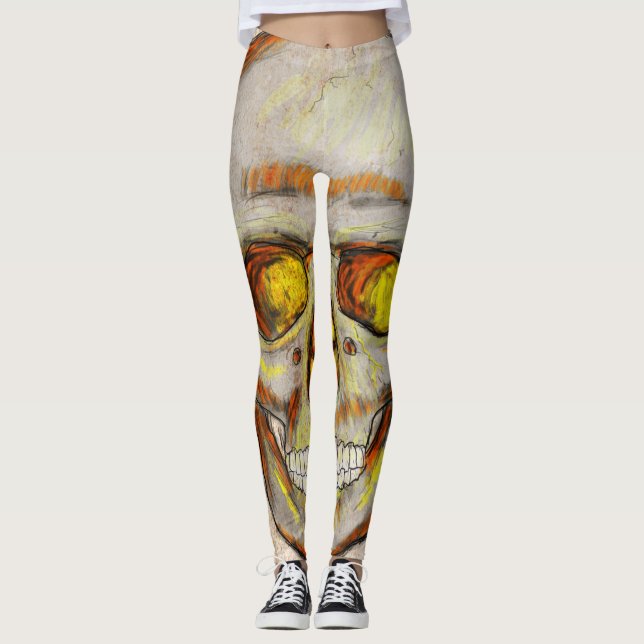 Hand Drawn Skull Leggings (Front)