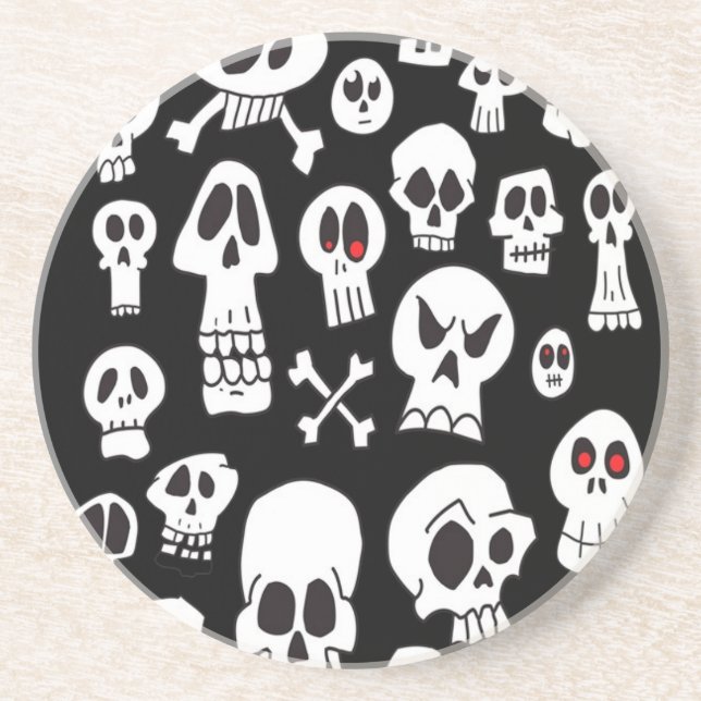 Hand Drawn Skulls Coaster (Front)