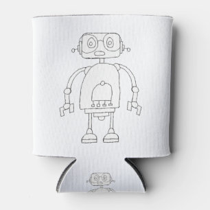 Hand Drawn Smart Simple Robot Drawing Can Cooler