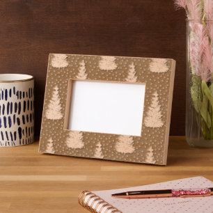Hand Drawn Snow Covered Pine Tree Pattern Engraved Frames