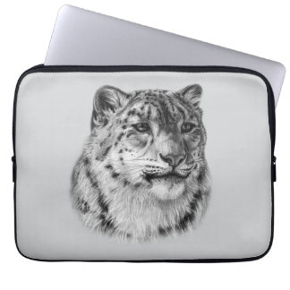 Hand Drawn Snow Leopard  Laptop Sleeve
