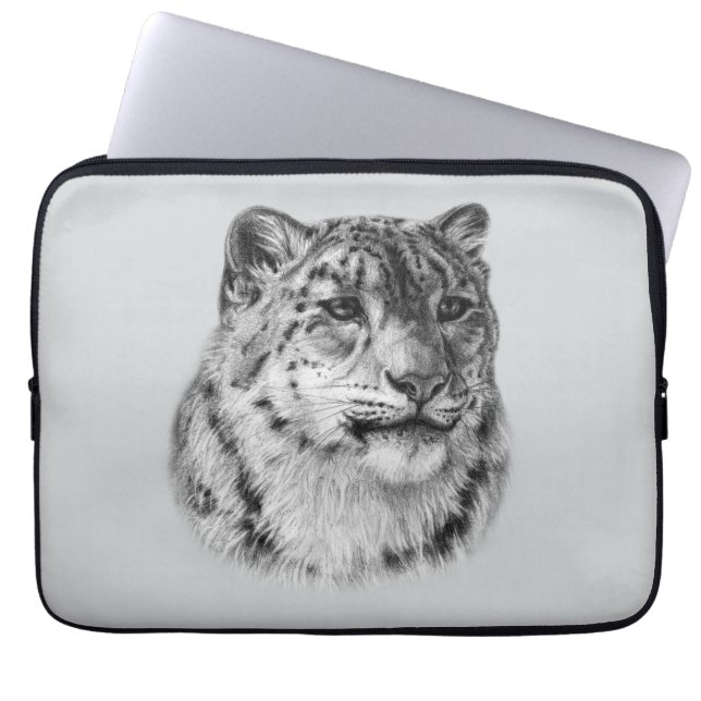 Hand Drawn Snow Leopard  Laptop Sleeve (Front)