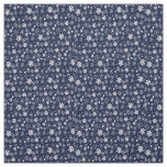 Hand Drawn Snowflake Blizzard With Navy Classic Bl Fabric