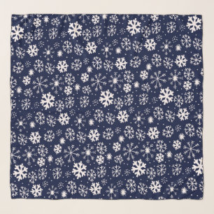 Hand Drawn Snowflake Blizzard With Navy Classic Bl Scarf