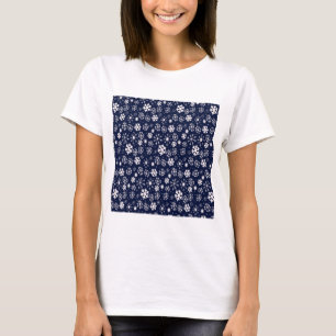 Hand Drawn Snowflake Blizzard With Navy Classic Bl T-Shirt