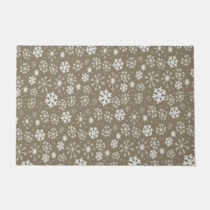 Hand Drawn Snowflake Blizzard With Platinum Backgr Doormat