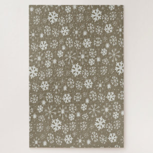 Hand Drawn Snowflake Blizzard With Platinum Backgr Jigsaw Puzzle