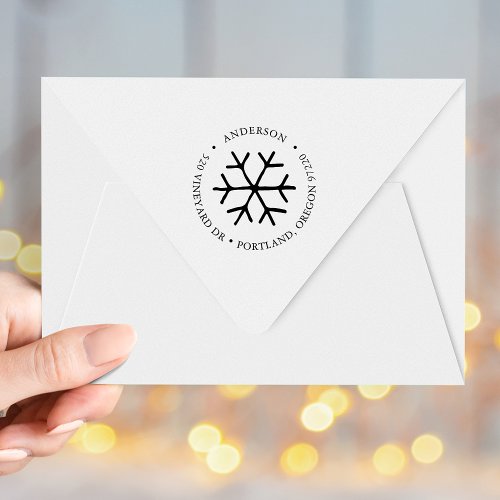 Hand_Drawn Snowflake Return Address Self_inking Stamp