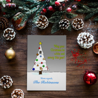 Hand Drawn Snowy Christmas Tree Holiday Card