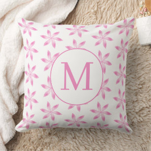 Hand-Drawn Soft Pink Sakura Flower Minimalist Throw Pillow