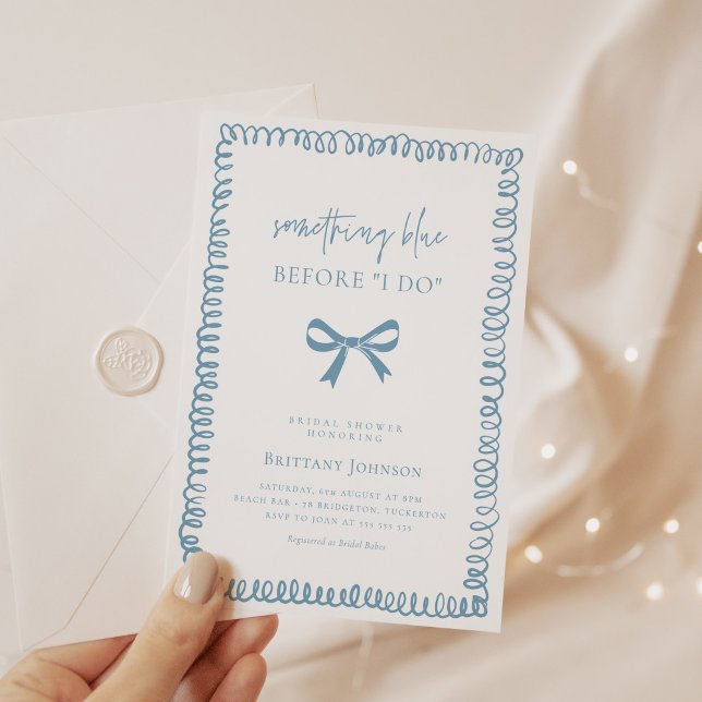Hand Drawn Something Blue Bridal Shower Invitation (Creator Uploaded)