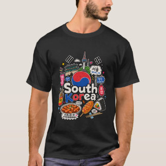 Hand Drawn South Korea Travel Art Landmark T-Shirt