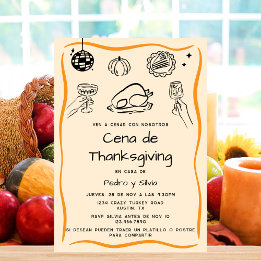 Hand Drawn Spanish Thanksgiving Dinner Invitation