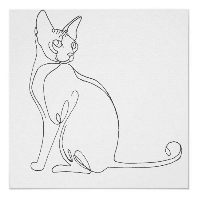 Hand Drawn Sphynx Cat Minimalist Design Poster (Front)