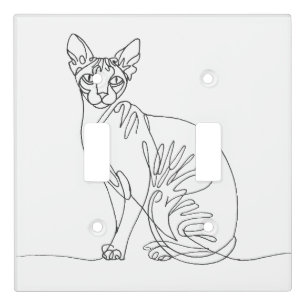 Hand Drawn Sphynx Cat - Minimalist Line Art Light Switch Cover
