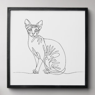 Hand Drawn Sphynx Cat - Minimalist Line Art Peel And Stick Photo Tile