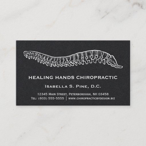 Hand Drawn Spine Logo Office Hours Chiropractor Business Card | Zazzle