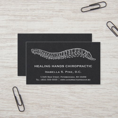 Hand Drawn Spine Logo Office Hours Chiropractor Business Card
