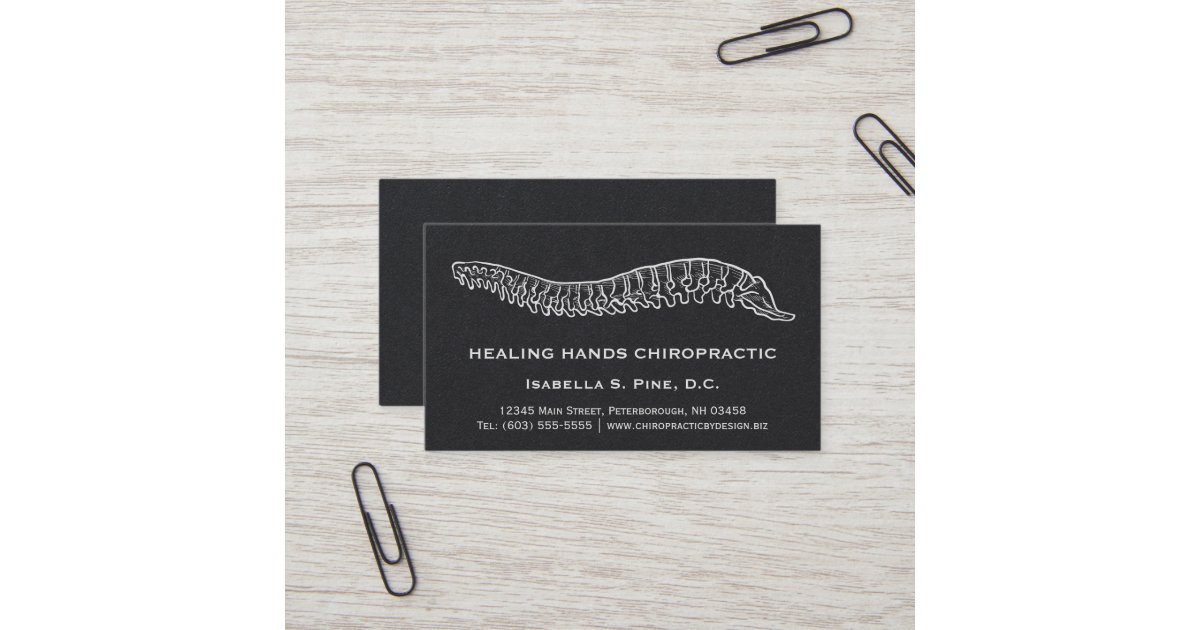 Hand Drawn Spine Logo Office Hours Chiropractor Business Card Zazzle Com