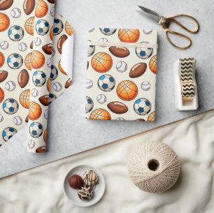 Hand drawn Sports Balls Wrapping Paper