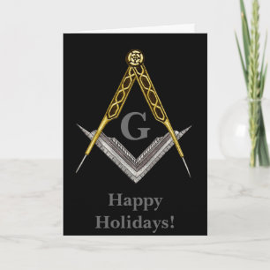 Hand Drawn Square and Compass Holiday Card