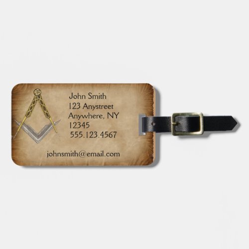 Hand Drawn Square and Compass Luggage Tag