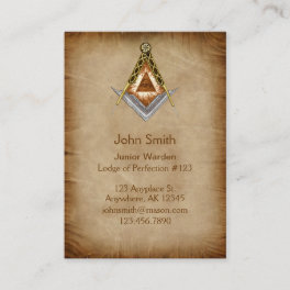 Hand Drawn Square and Compass With All Seeing Eye Business Card