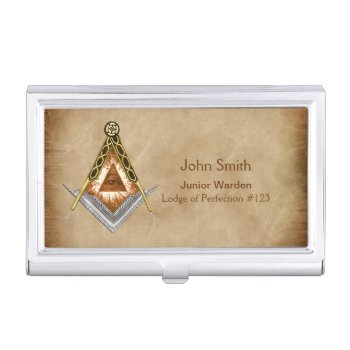 Hand Drawn Square And Compass With All Seeing Eye Case For Business Cards by MasonicApparel at Zazzle