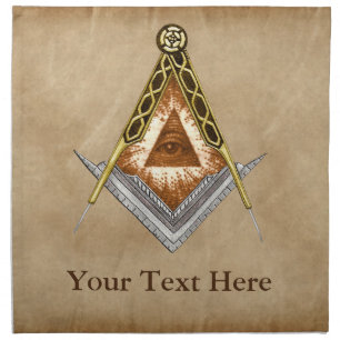 Hand Drawn Square and Compass With All Seeing Eye Cloth Napkin