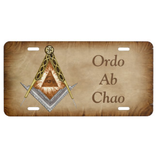 Hand Drawn Square and Compass With All Seeing Eye License Plate