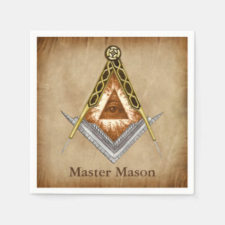 Hand Drawn Square and Compass With All Seeing Eye Napkins