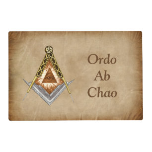 Hand Drawn Square and Compass With All Seeing Eye Placemat