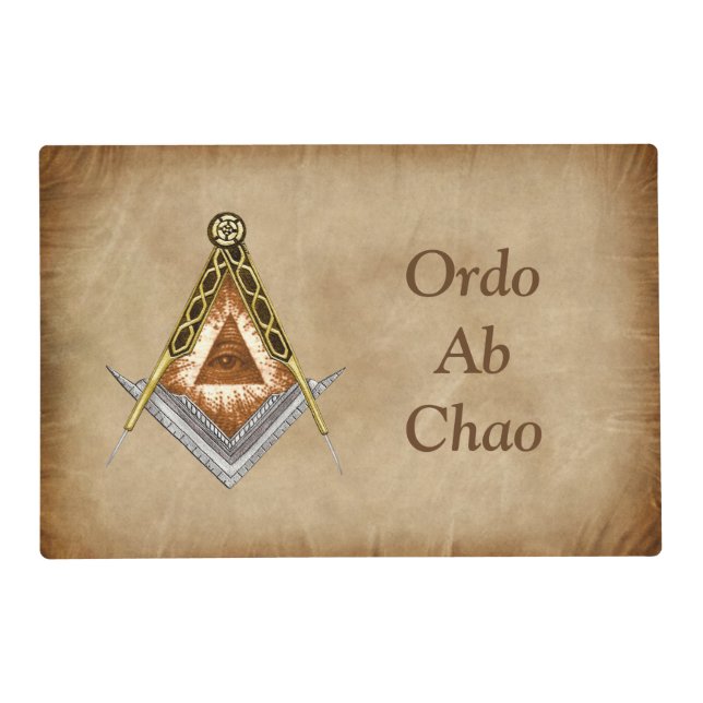 Hand Drawn Square and Compass With All Seeing Eye Placemat (Front)