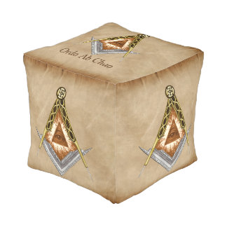 Hand Drawn Square and Compass With All Seeing Eye Pouf