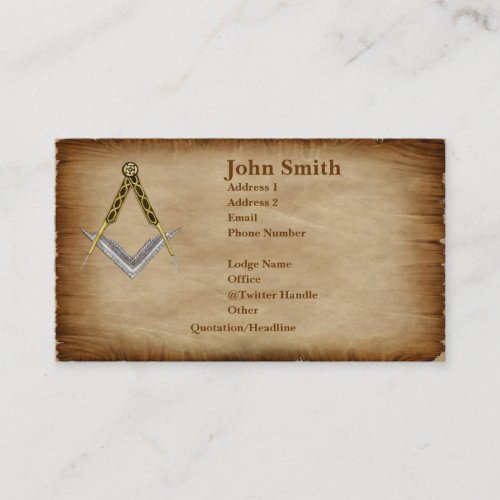 Hand_Drawn Square  Compass Parchment Business Card
