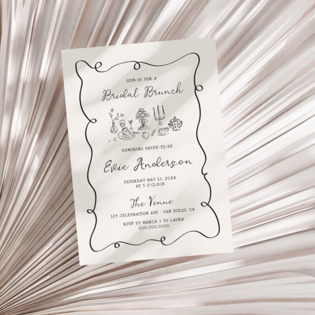Hand Drawn Squiggle Bridal Brunch Invitation (Creator Uploaded)