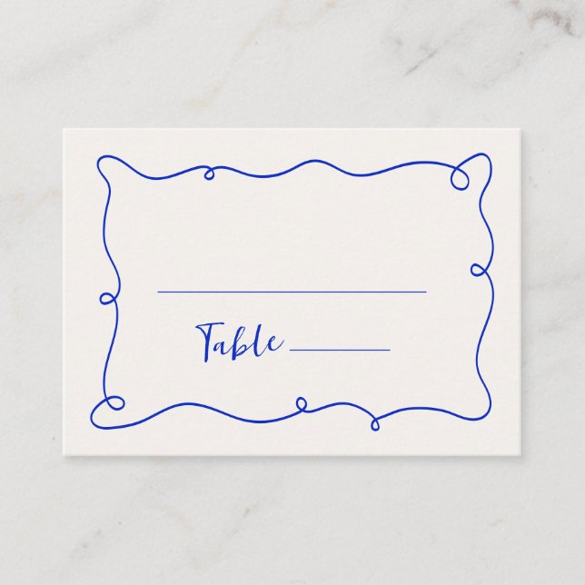 Hand Drawn Squiggle Frame Wedding Place Card (Front)