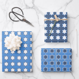 Hand Drawn Star of David Hanukkah Set Wrapping Paper Sheets