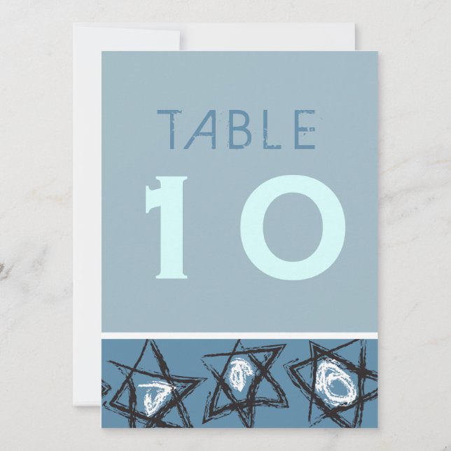 HAND-DRAWN STARS Bar Bat Mitzvah Table Number Card (Back)