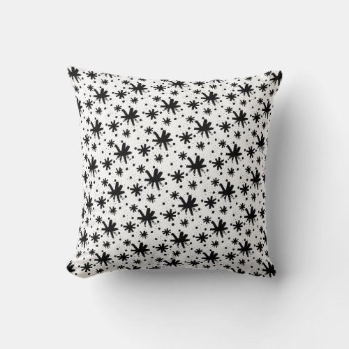 Hand drawn Stars Pattern  Black  White Throw Pillow