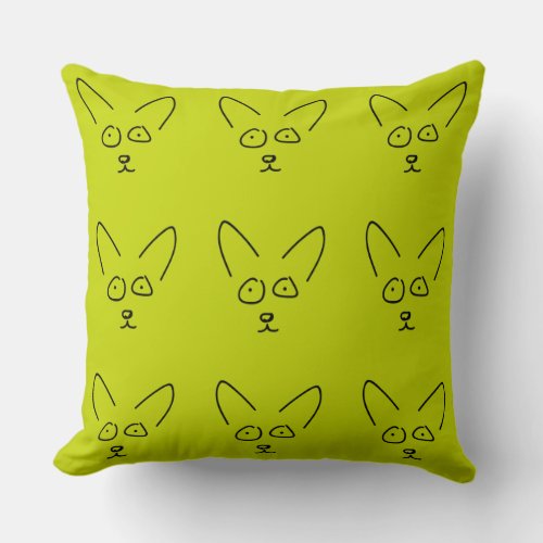 Hand drawn startled corgi pattern pillow