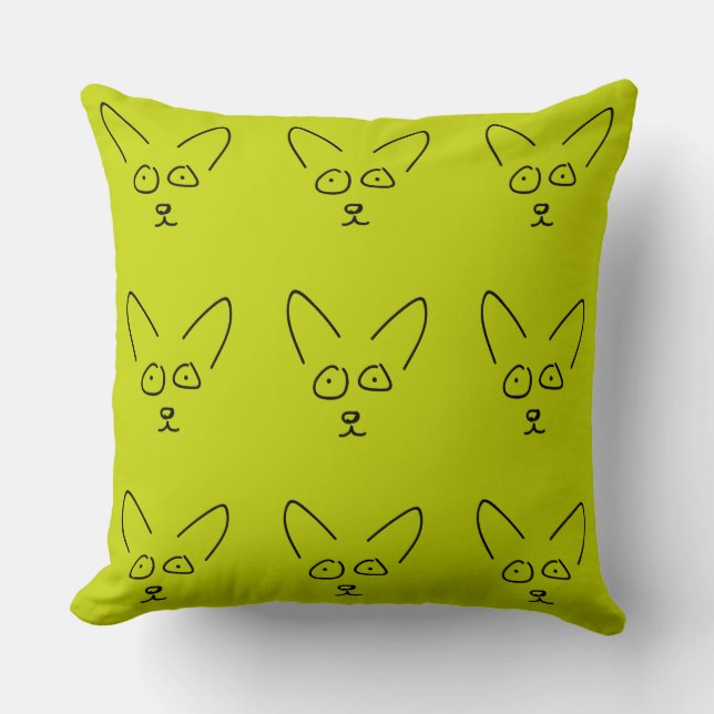 Hand drawn startled corgi pattern pillow (Front)